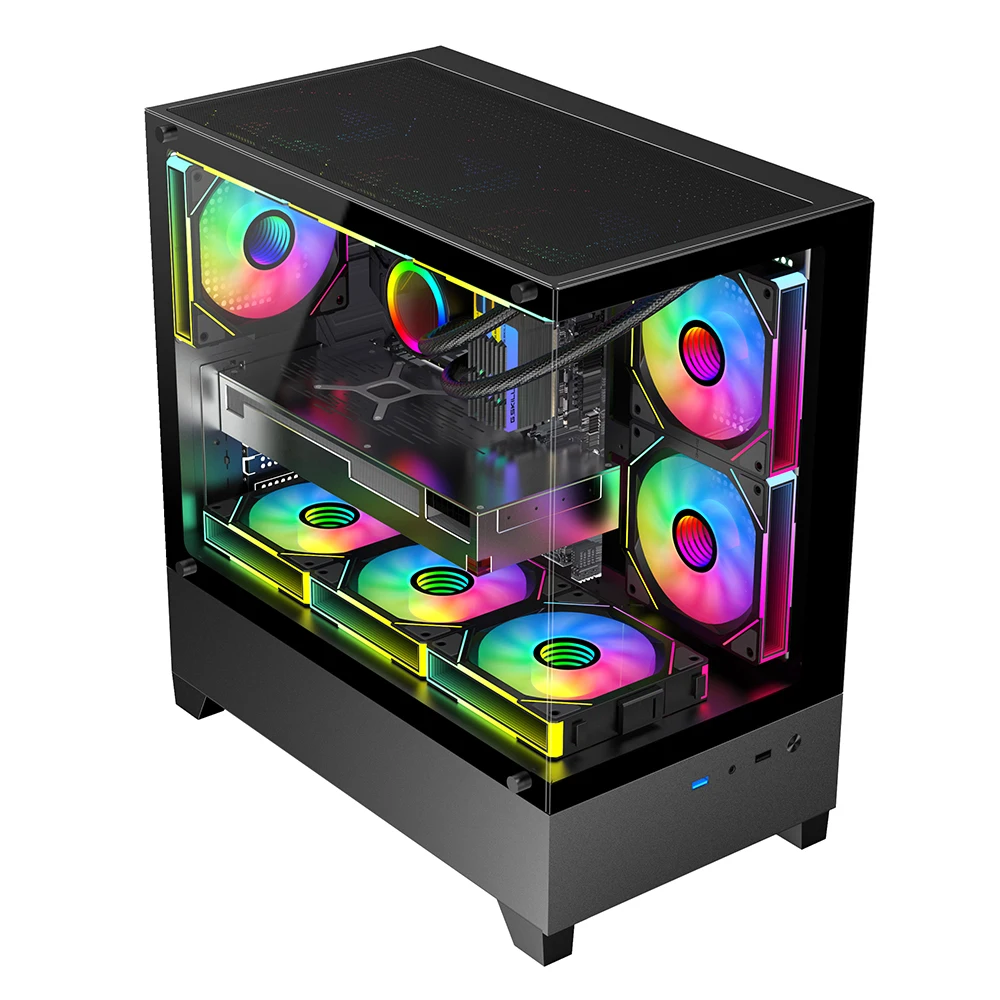 Черный Micro-ATX ITX закаленное стекло RGB Fan Case USB3.0 Mid Tower игровой ПК корпус для компьютера настольного