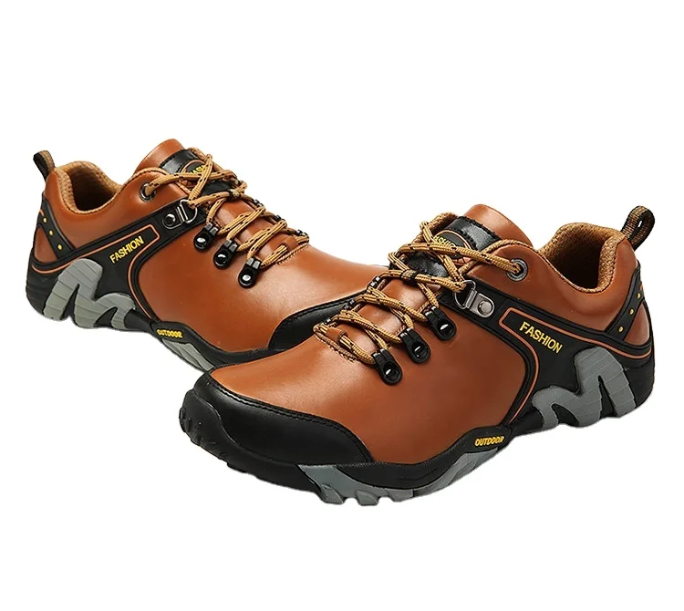 dropshipping outdoor sport shoes men genuine leather climbing hiking trekking  fashion sneakers jogging  men shoes