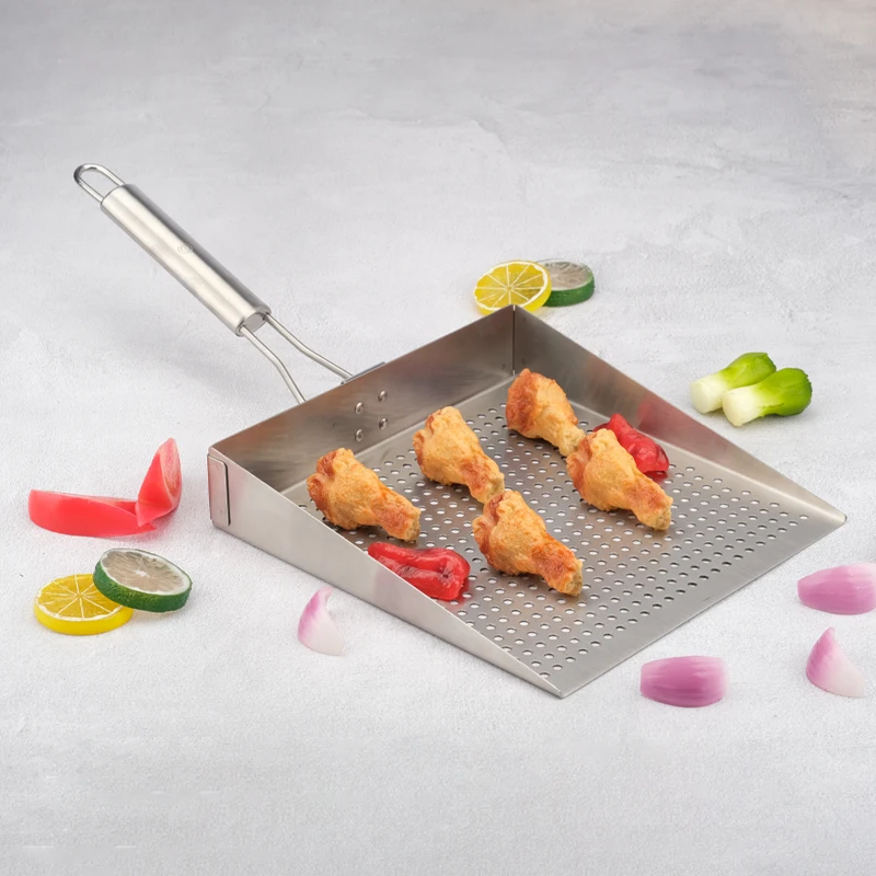 New good quality folding handle stainless steel perforated pizza shovel tool spatula pizza peel