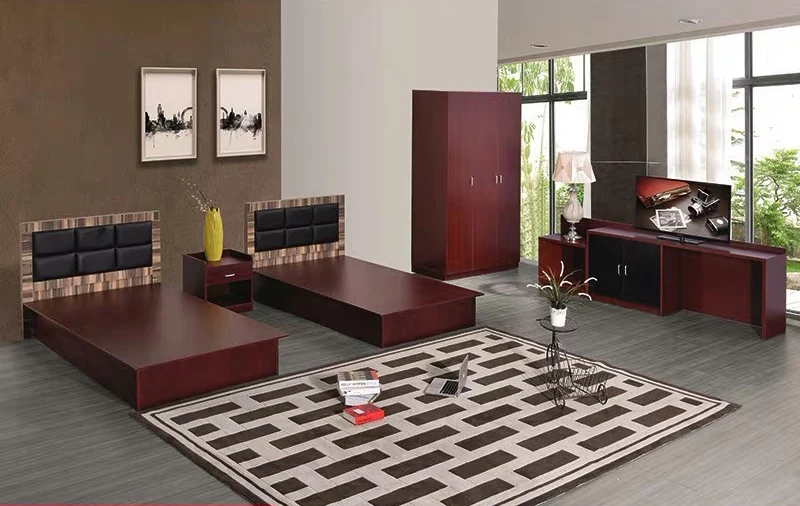 Popular Commercial Hotel Bedroom Furniture Twin Bed Single Bed