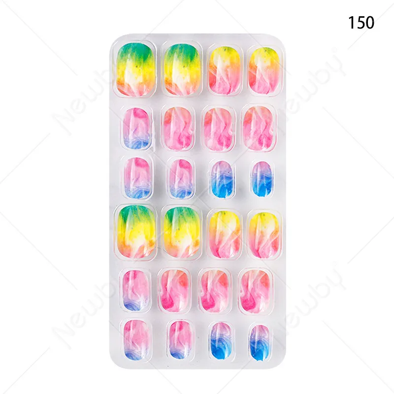Hot sale kid nail 24 Pcs Harmless Fingernail Press On False Nails Full Cover Cute Child Artificial Short Nail Tips