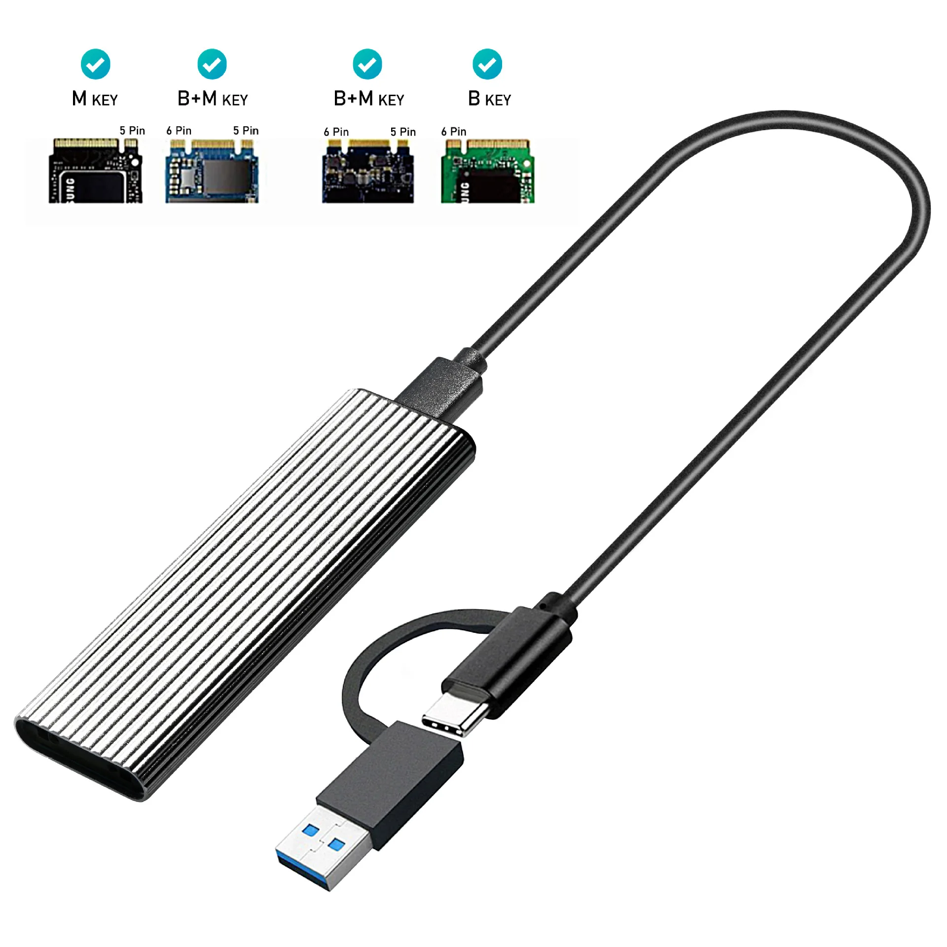 TFDP Portable External M2 NVMe SSD Case Enclosure Type C 3.1 Adapter For Pc M2 Ssd