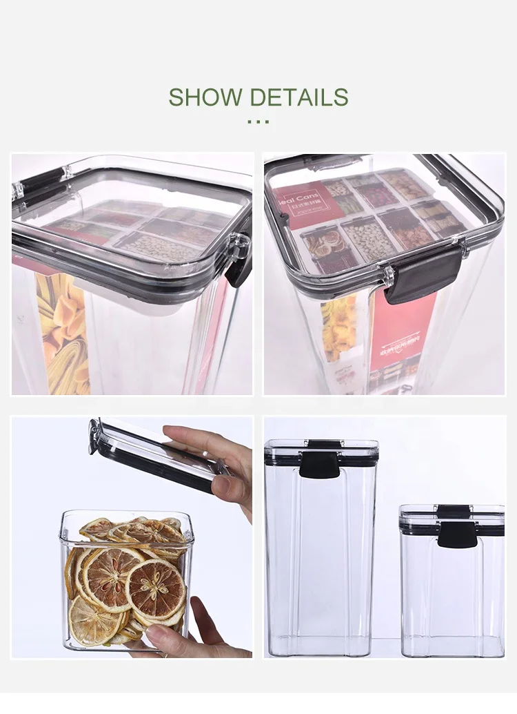 
BPA Free High Clear Plastic Storage Containers Airtight Cereal Food Container Set Transparent Stackable Plastic Container 