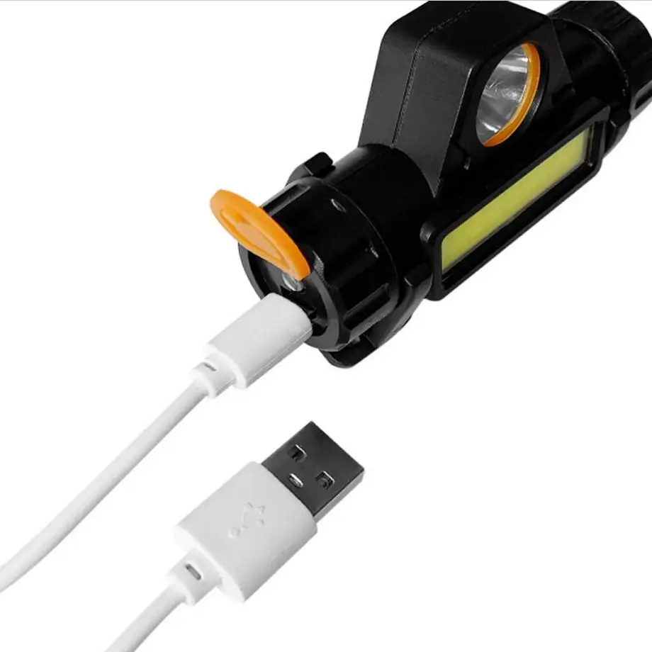 Налобный фонарь с регулируемой яркостью XPE + COB USB суперминиатюрный Магнитный на голову для езды велосипеде рыбалки кемпинга горного