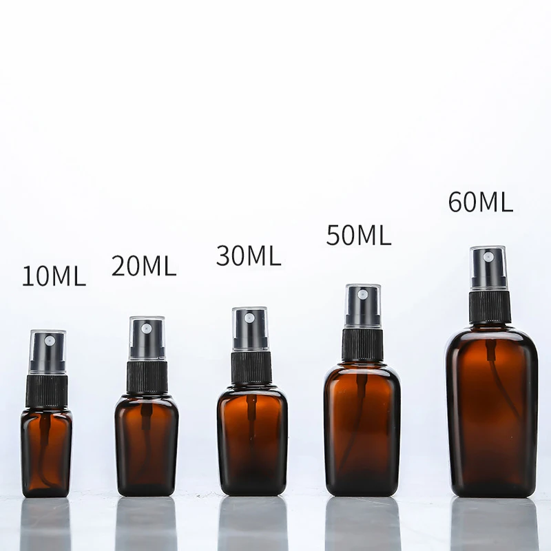 Amber Glass Fine Mist Sprayer Bottle 10ml 30ml 100ml Empty Refillable Essential Oils Perfume Cologne Atomizer for Outside Travel