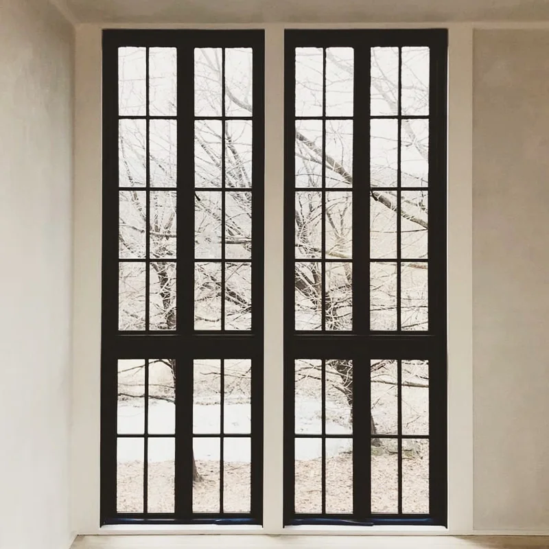 Vintage Industrial Faux Crittall Style French Design Swing Open Aluminum Windows Doors Bespoke Glazing Old Steel Look Houses