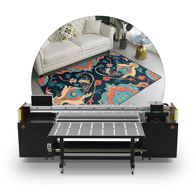 Hybrid UV flatbed printer, UV roll to roll and carpet printing hybrid printer