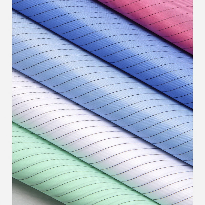 Manufacturer Antistatic Cleanroom Polyester Taffeta Stripe ESD Safety Anti-static Fabric for Lab Clothing