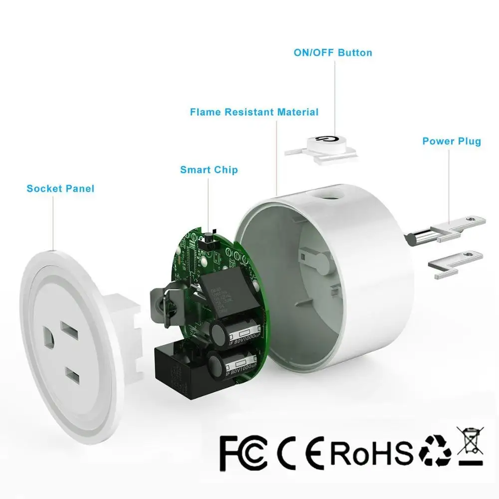 
tuya home smart system no hub gateway wifi smart socket app remote control timer switch esp 8266 OEM ODM services 