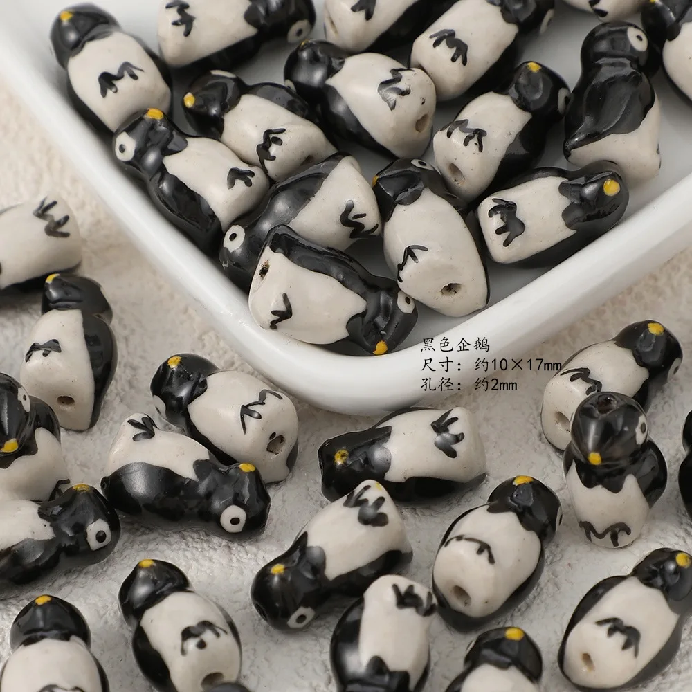 YANYE Cute Ceramic Animal Collection Bamboo Panda Phone Chain Wholesale DIY Jewelry Accessories Pendant Hand Painting Beads