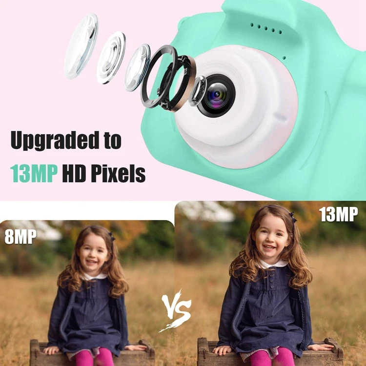 Kids Camera 2 Inch With Games 32 Gb Mini 2.4 Inch Digital Photo Children Selfie 1080p Cat Camera For Kids