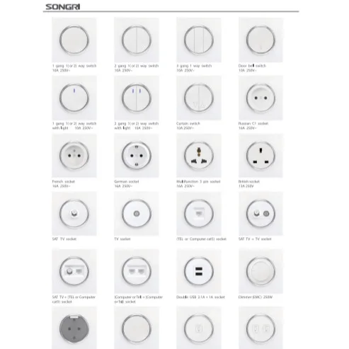 
Songri Eu Standard New Design 250V 10A Electric Switch And Socket ,3 Gang 1 Way Switch In Wall Switches For Home 
