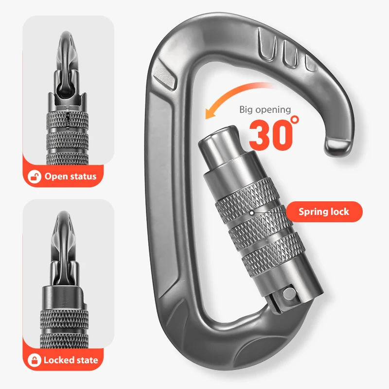 JRSGS 12kN Carabiner Aluminium Screw Locking Hammock Light Weight Clips Snap Hook Outdoor Camping S7803