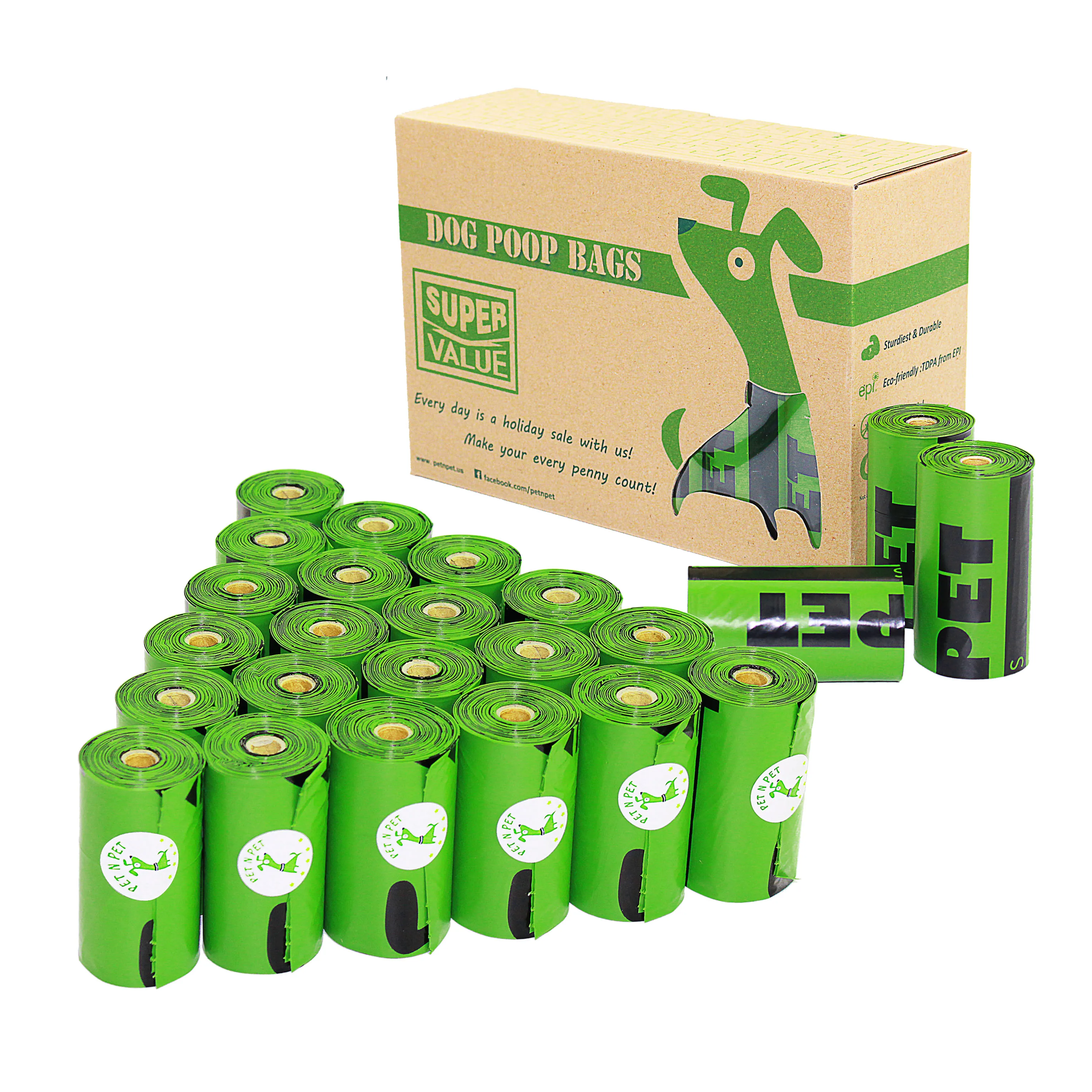 Earth-Friendly Dog Poop Bags Refill Rolls Large Pet Bags Unscented Standard and EPI Additive Biodegradable Dog Waste Bags