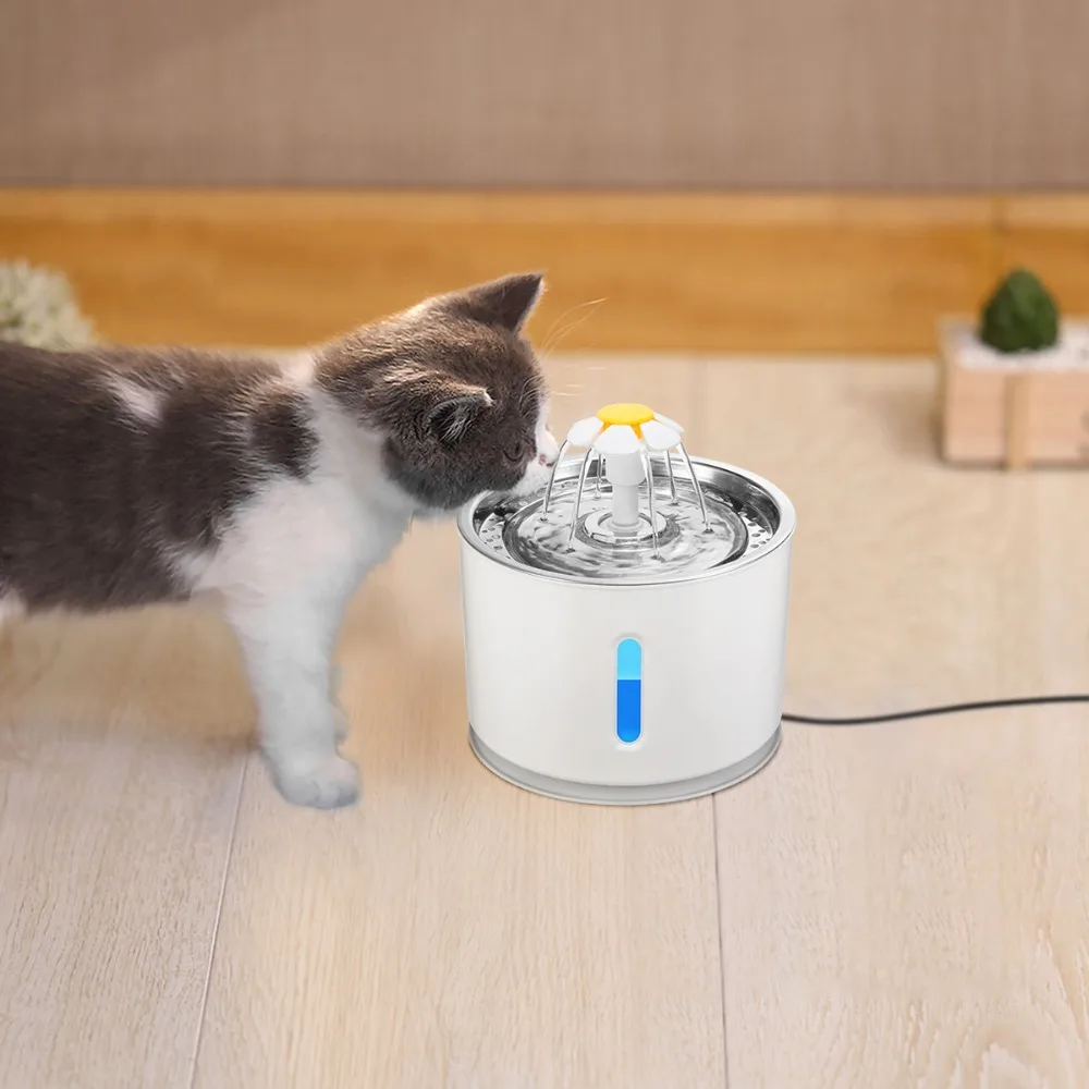 
Automatic Cat Water Fountain Pet Drinking Dog Water Dispenser Stainless Steel Pet Water Feeder with LED Light 