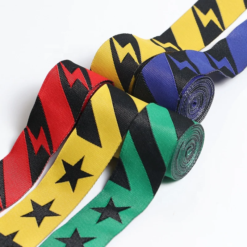 Custom Printed 100% Polyester Strap Webbing Belt Thermal Transfer Jacquard Webbing For Clothing