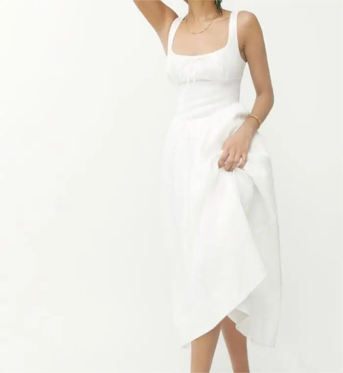 New Arrival Sleeveless Summer Casual Dresses 100% Cotton Dress Solid Color Women Suspender Backless Dresses