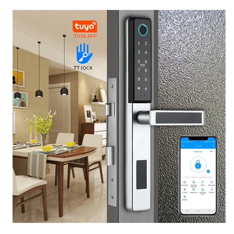 European Standard Aluminium 3585 mortise Digital Smart Door Lock Tuya App Fingrint Lock