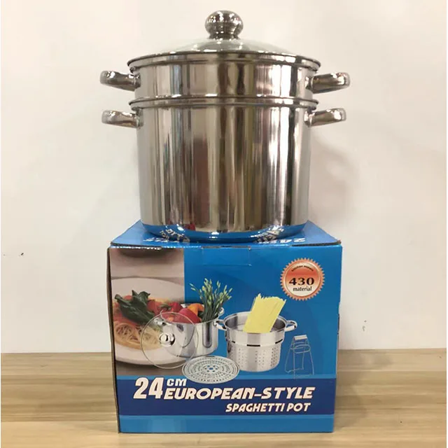 Stainless Steel 430 European Style Pasta Pot Stainless Steel Cooking Pots With Mixer
