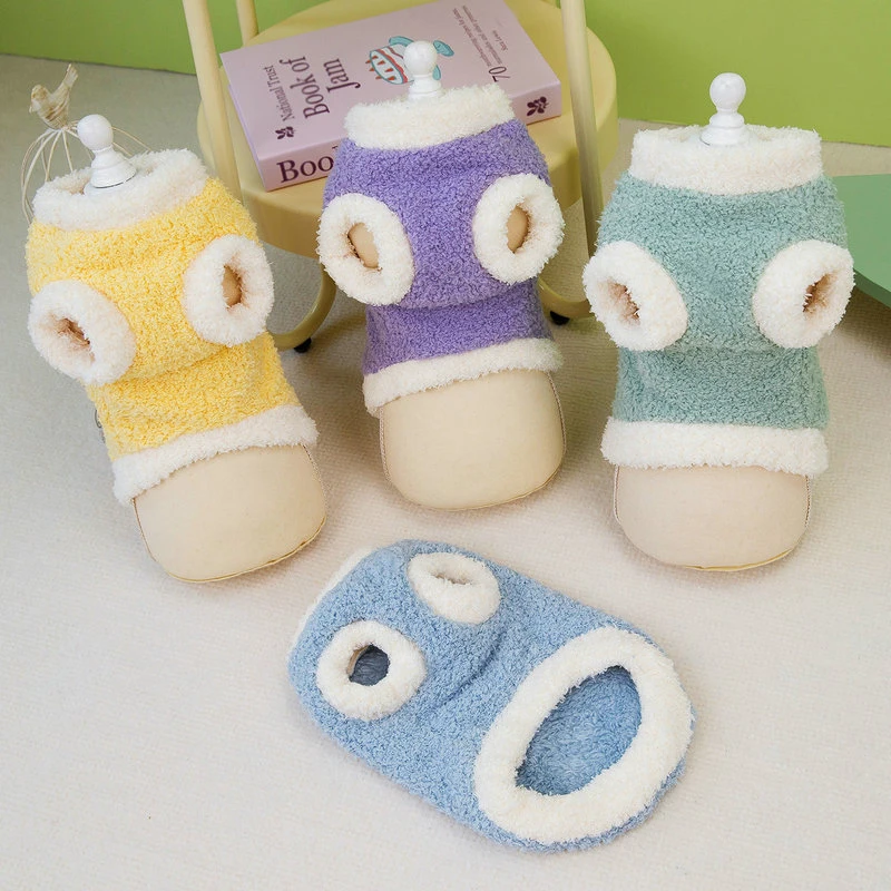 Hot Sale Warm Plush Pet Vest Cute Bear Pattern Pet Clothes Colorful Teddy Dogs Two Legged Clothing for Puppy Cats