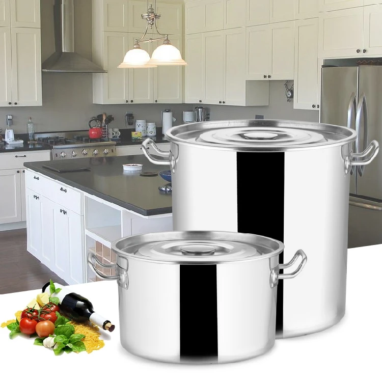 Housing and Commercial Stainless Steel Large Capacity Soup and Stock Pot With Lid and Double Handle