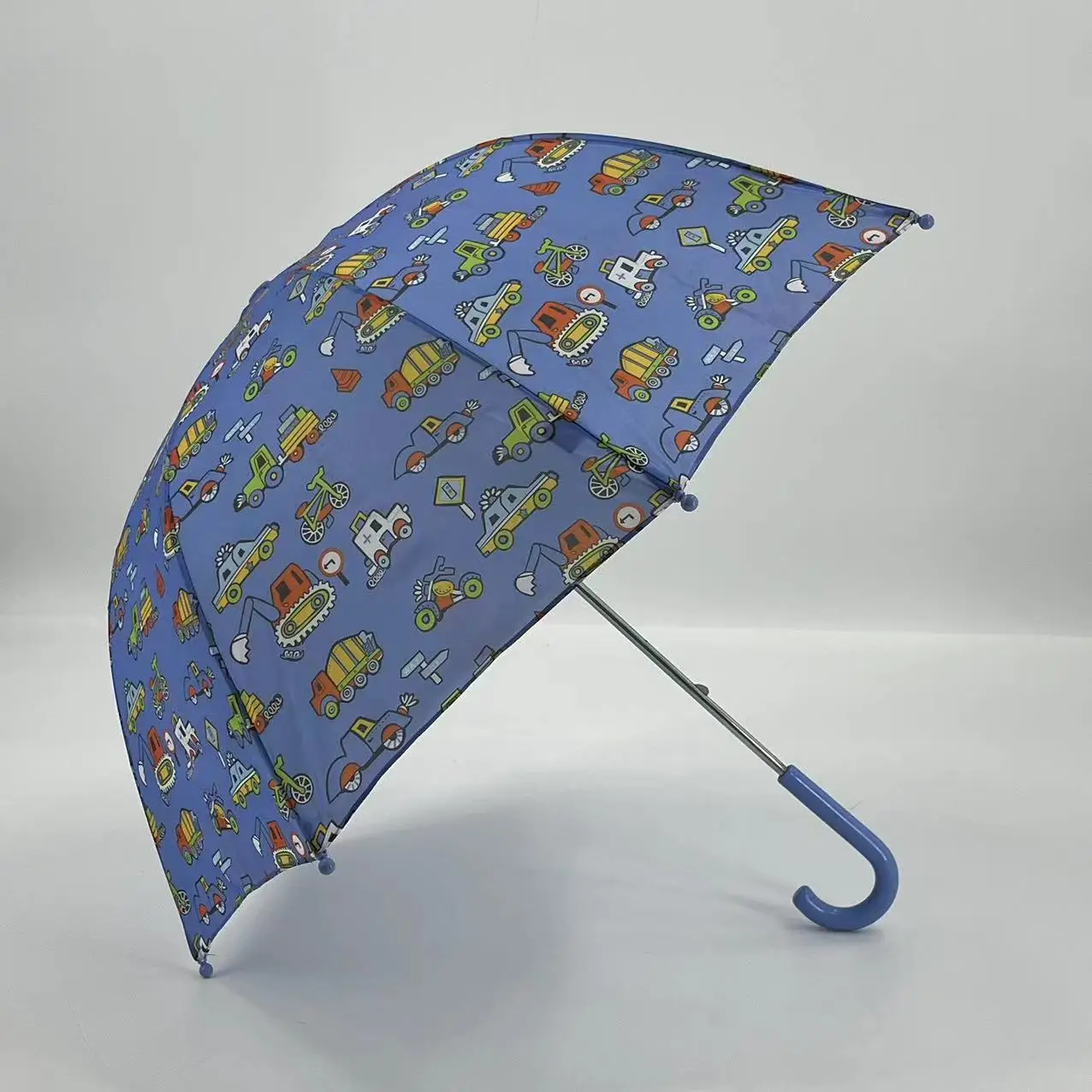 Popular Kid Cartoon Manual Open Close Umbrella with Customized Logo Printing plastic Hanging Handle Dome umbrella