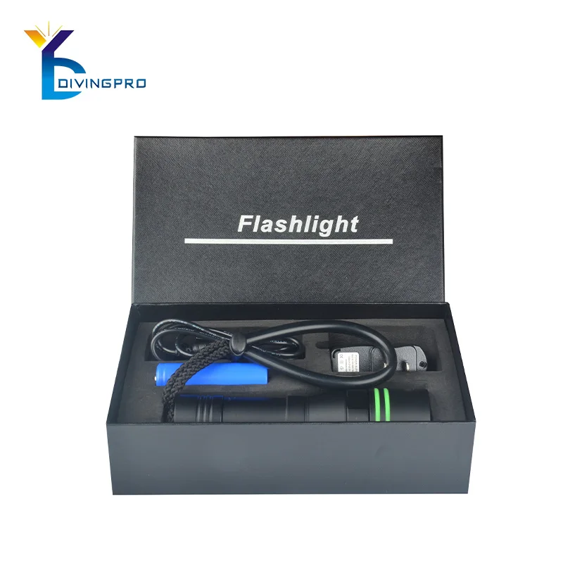 Underwater dive Light aluminum alloy rechargeable diving led torch flashlight