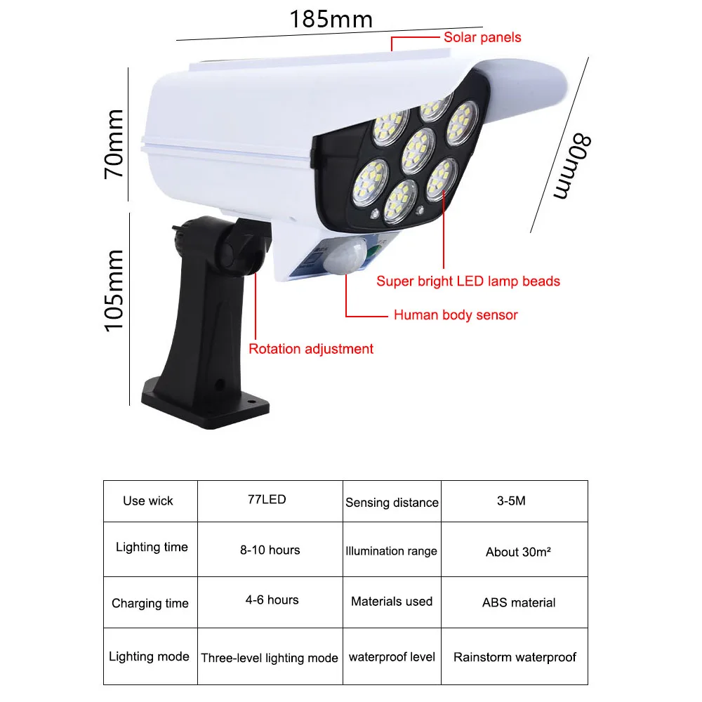 Simulation monitoring  camera solar sensor wall lamp LED strong light outdoor