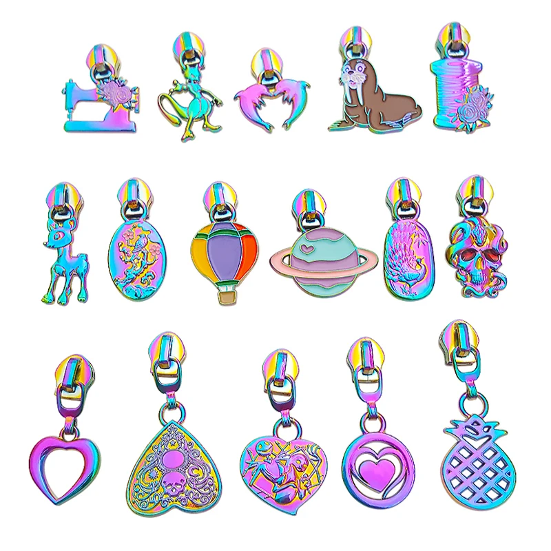 Сделанный на заказ эмалированный Съемник молнии из цинкового сплава для одежды