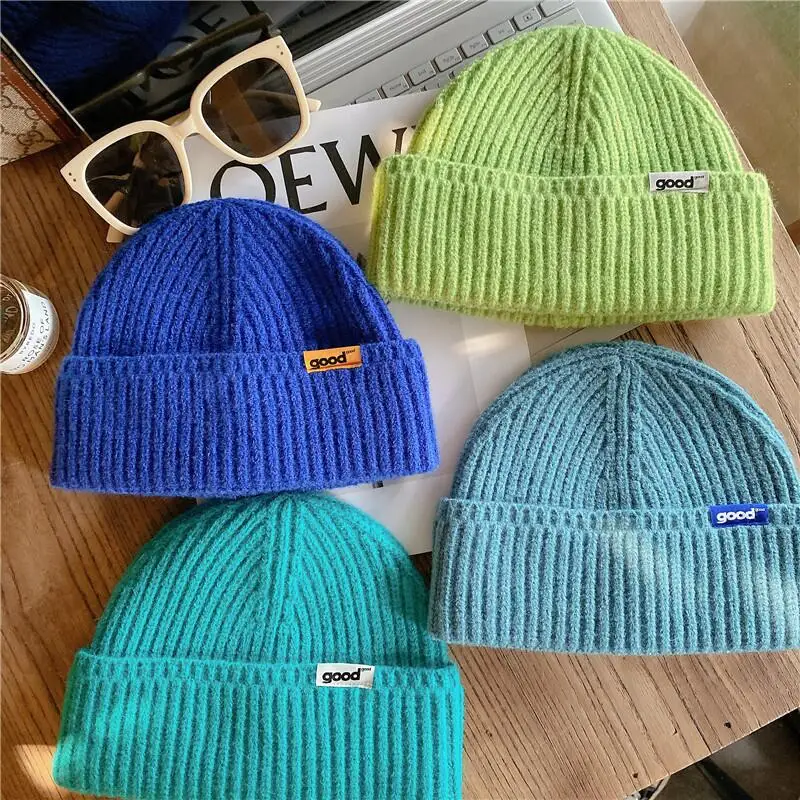 knitted merino wool hats custom logo beanie waffle knit beanie