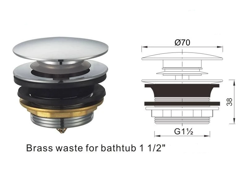 Brass basin Pop Up waste basin Drainer Bathroom Bathtub drain