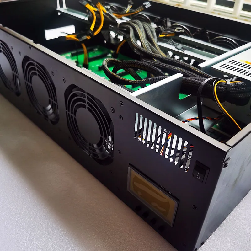 2022 NEW Collapsible GPU Case 65MM 8 Slots With DDR3 4G RAM 64gb ssd 2000w psu B75 B85 motherboard 8 fan Folding case