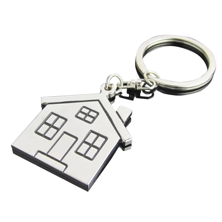 Metal Key Chain Cheap Custom Logo Key Ring Engravable Blanks Metal House Shaped Sublimation Blank Keychain