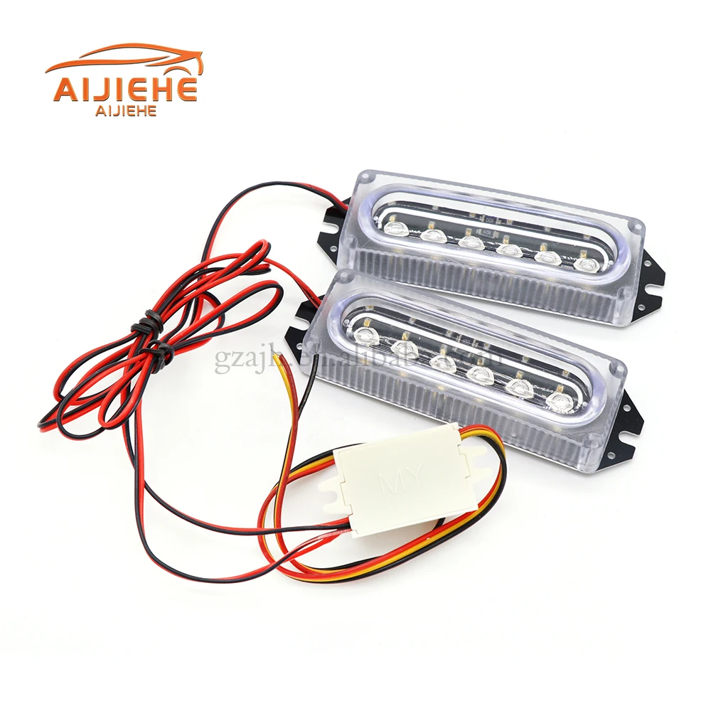 Car Truck Front Grille LED Strobe Warning Light Auto LED Flashing lights Bar Emergency Light Hazard Caution Lamp 12V
