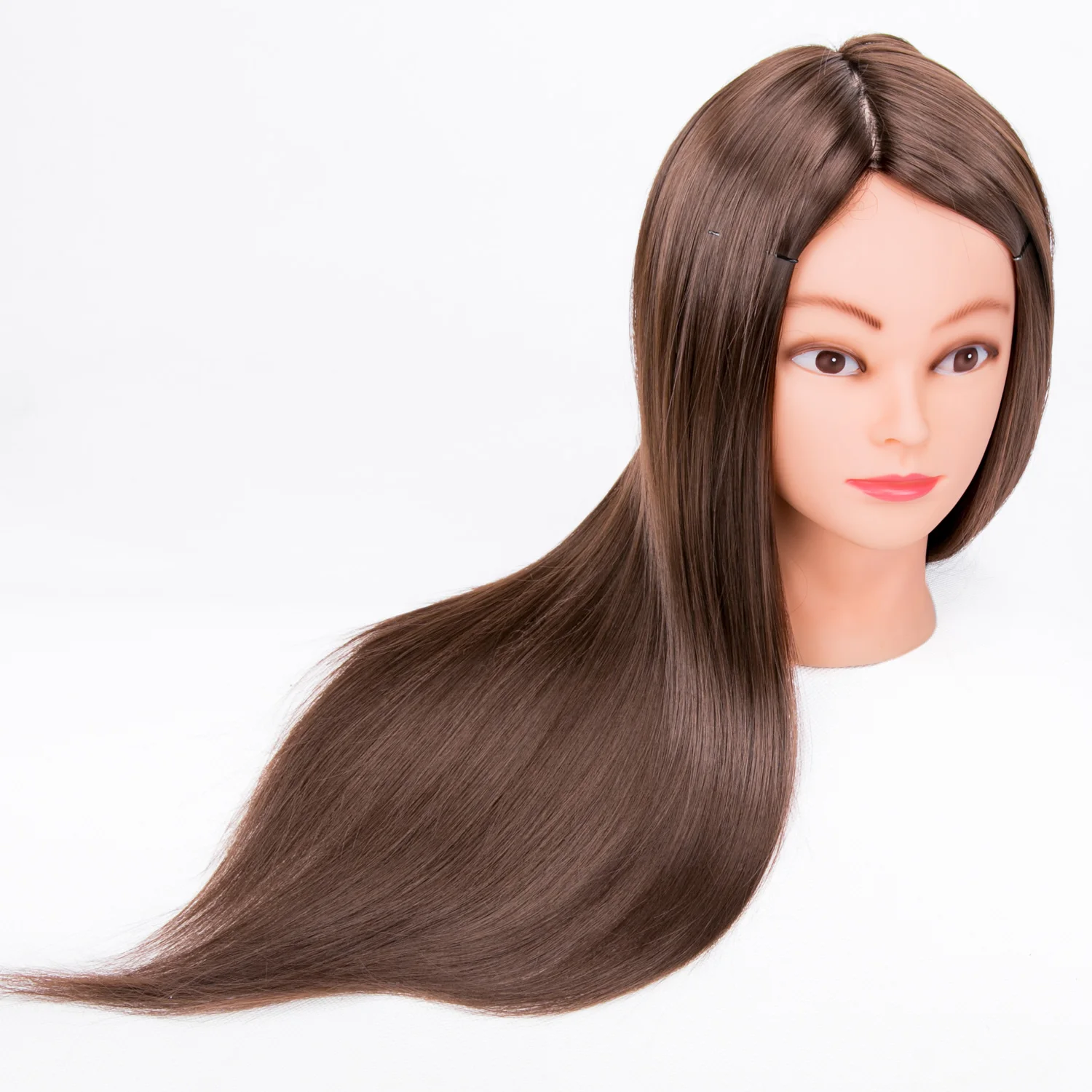 Female Synthetic Training Mannequin Manikin Head Wig Display Wholesale Brown Straight hair Mannequin Head For Hair Salon