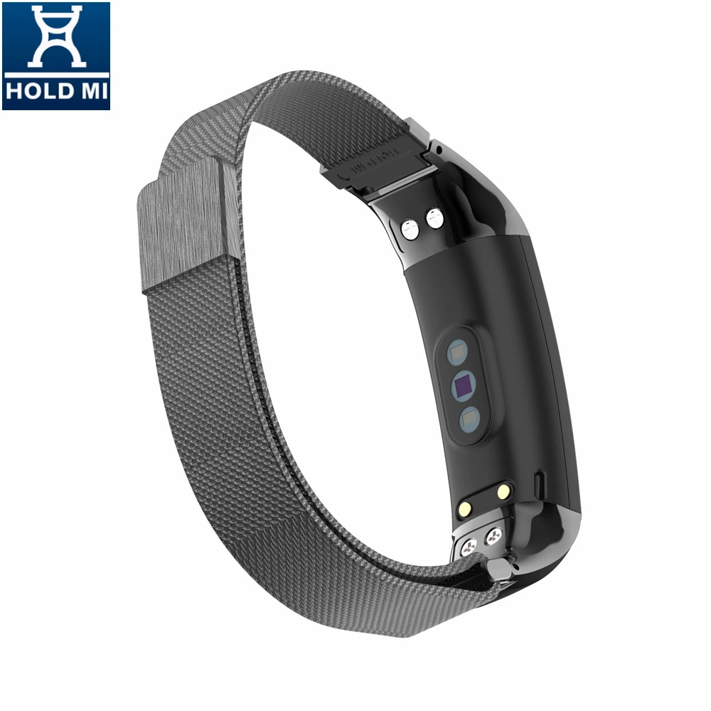 Factory price  Holdmi 7082 series black color magnetic SS milanese watch strap for HUAWEI honor band 4