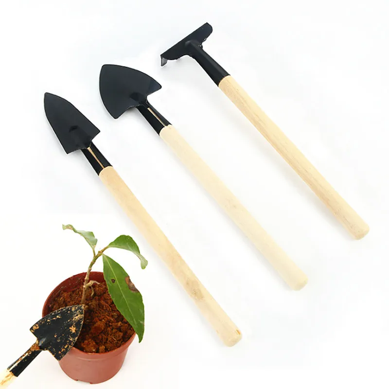 
Good Quality 3 Pieces/set Bonsai Tools With Wooden Handle fork Shovel Rake Mini Garden Tools 