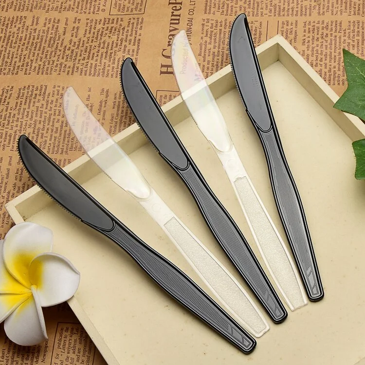 Disposable black plastic packaging Western knife thickened cake cutter steak knife tableware knife