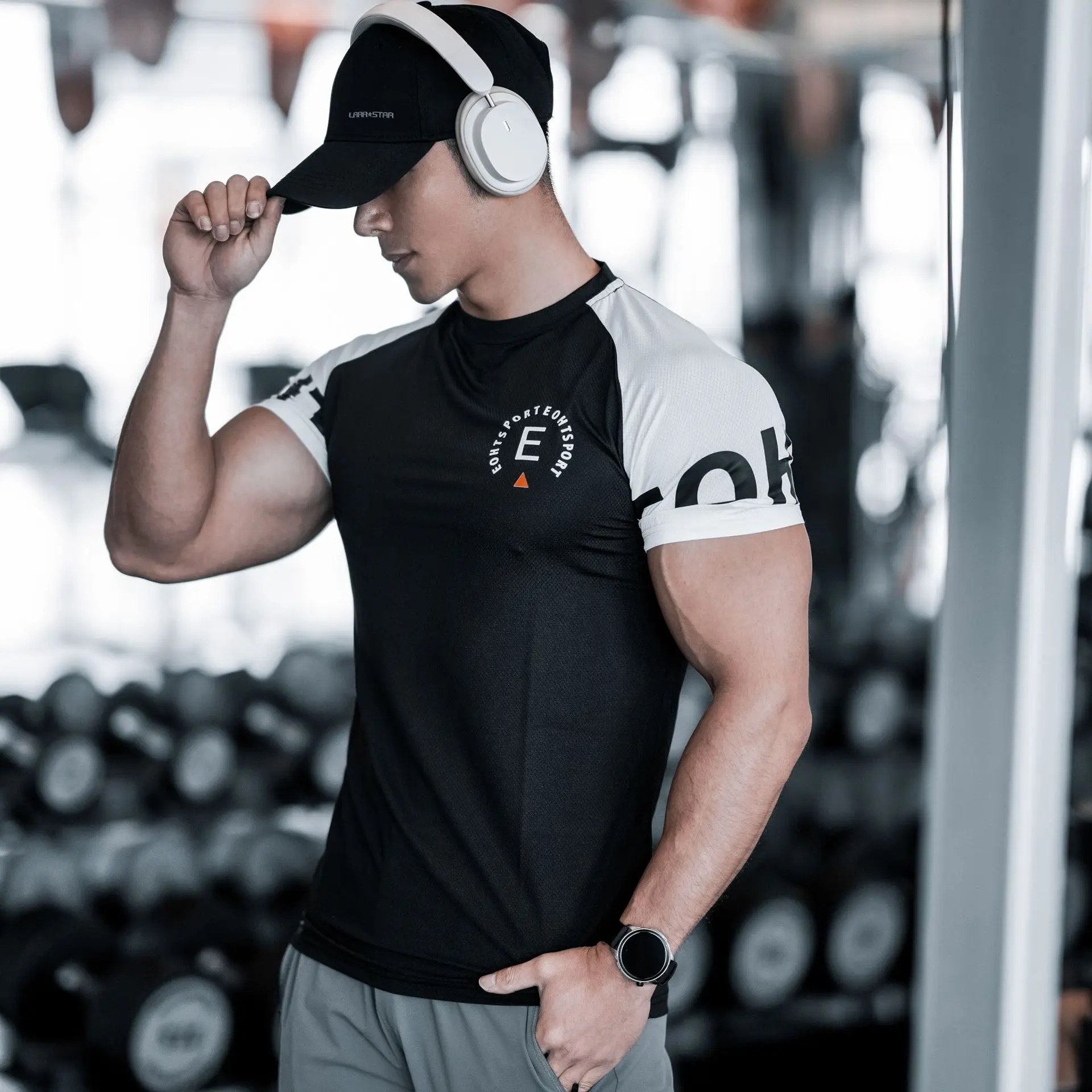 Wholesale customized logo Men Sports Leisure Running Gym Exercise Slim-Fit Elastic Speed Tie Dye Shirt Ice Fitenss GYM T-Shirts