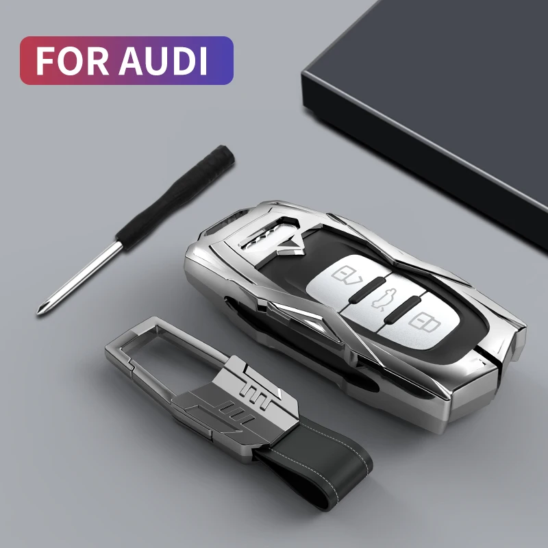 For Audi Key Fob Cover Case Premium Soft Metal Protection Shell Compatible with Car key