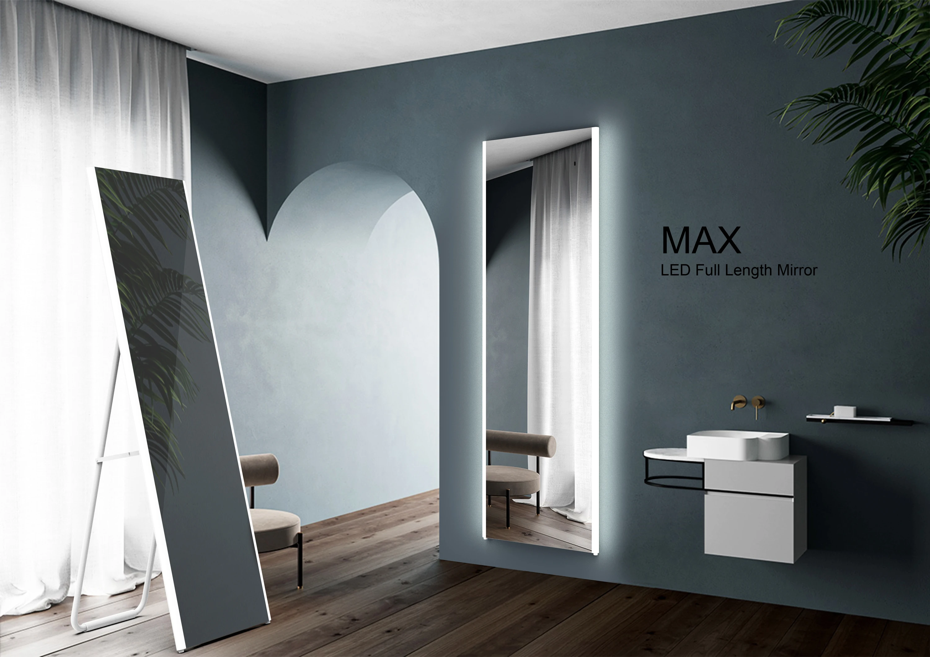 
Decorative two kinds of power supply options modern smart led backlit dressing room mirror 