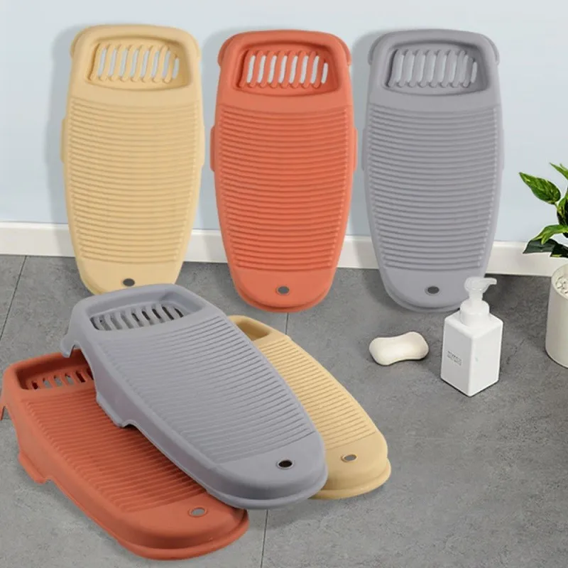 Plastic Thicken Washboard with Soap Holder Box Portable Clothes Washing Board Bathroom Antislip Laundry Accessories