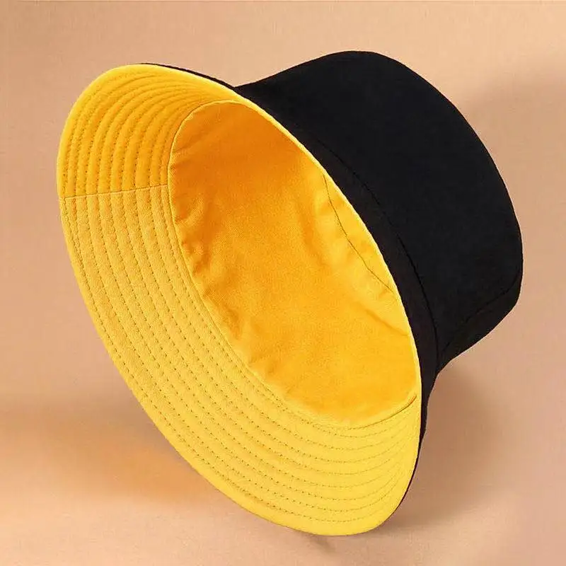 Hot Sale custom logo double side Hip-hop cotton wide brim fisherman hat solid color unisex bucket hat cap