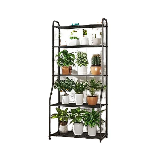 Wrought Iron Storage Flower Stand 4-Layer Corner Shelf Bathroom Bedroom Space-Saving Countertop Accessory Bonsai Compatibility