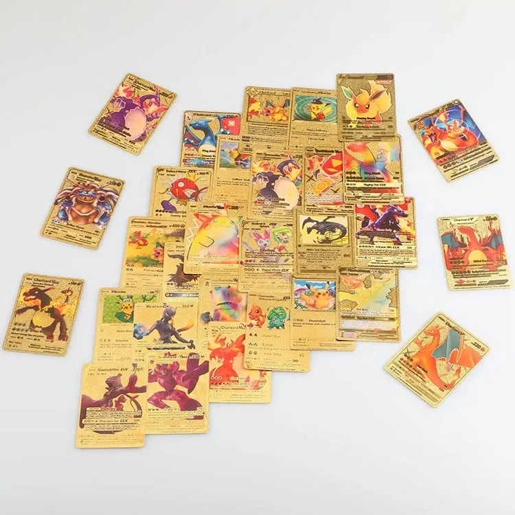 Wholesale 2022 Charizard Vmax Gx Rainbow Gold Metal Original Playing Poke mon Booster Cards