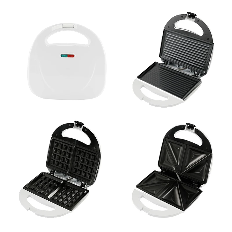 ETL Smokeless Non-Stick Surface Electric Round Double Slices Grill Portable Fixed Toasted Waffle Sandwich Panini Maker Machine
