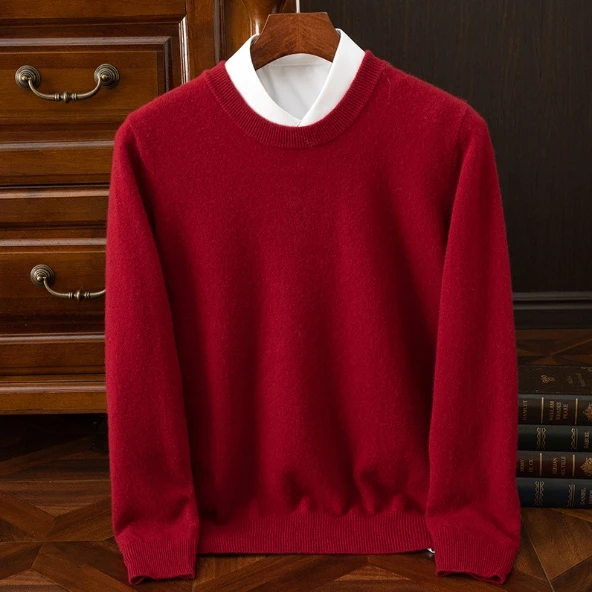 Liu Ming 2025 Trending Product Autumn Winter Men s Clothing O Neck 100% Wool Knitted Long Sleeve Sweaters