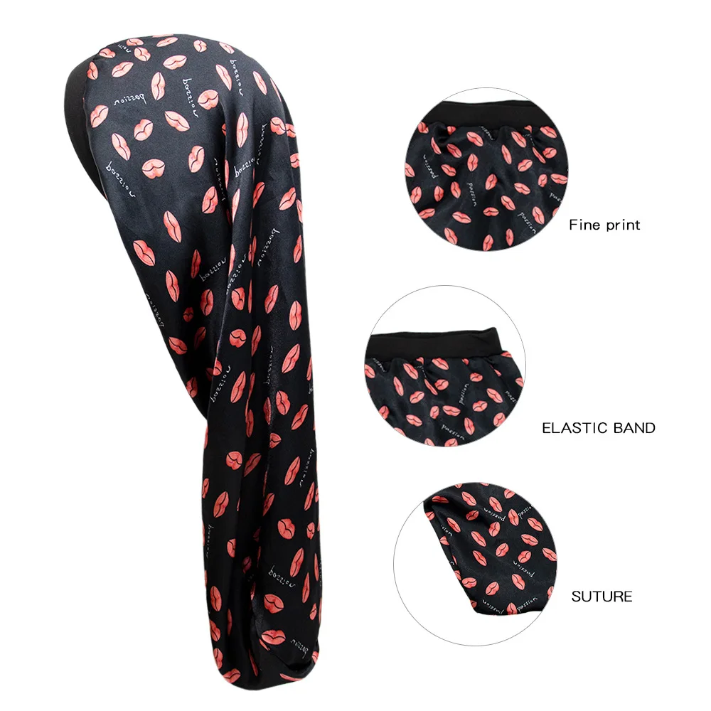 
stretch long tube satin silky night cap sleep cap bonnet for women 