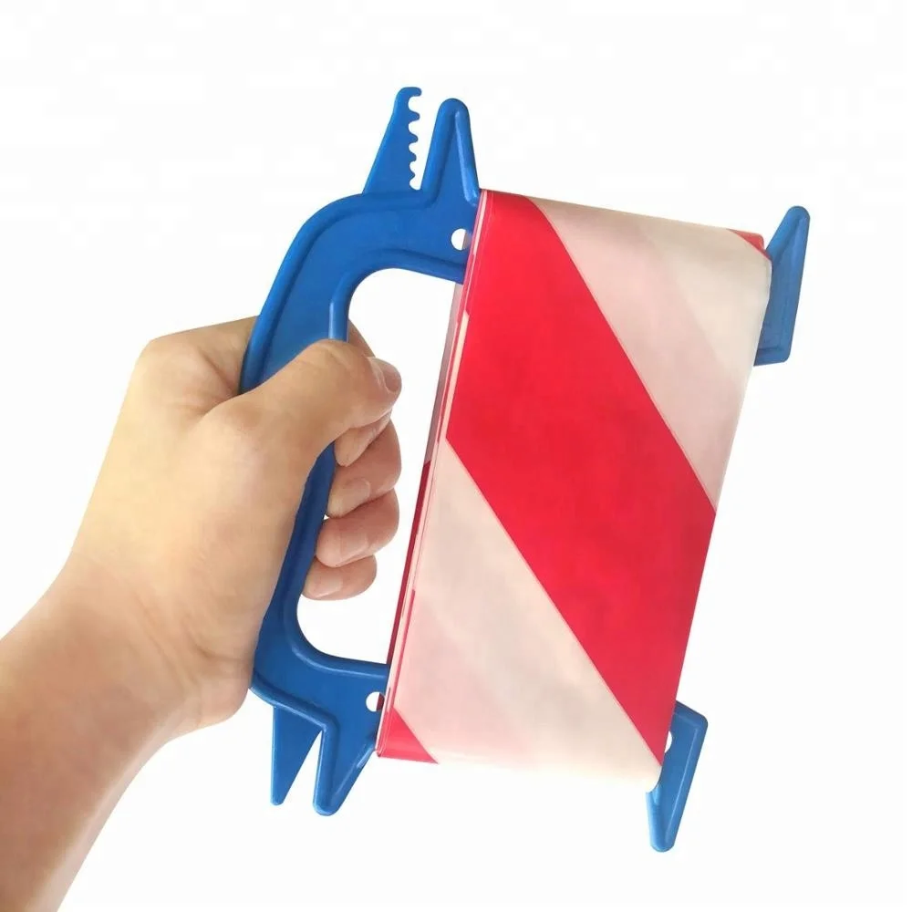 Red White Warning Tape with Handle Europe Style Construction Barrier Tape Non-adhesive Caution Tape