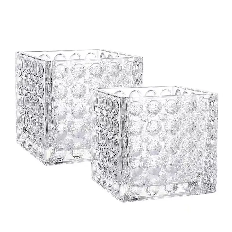 Square Thicken Glass Vase Clear Glass Flower Vase